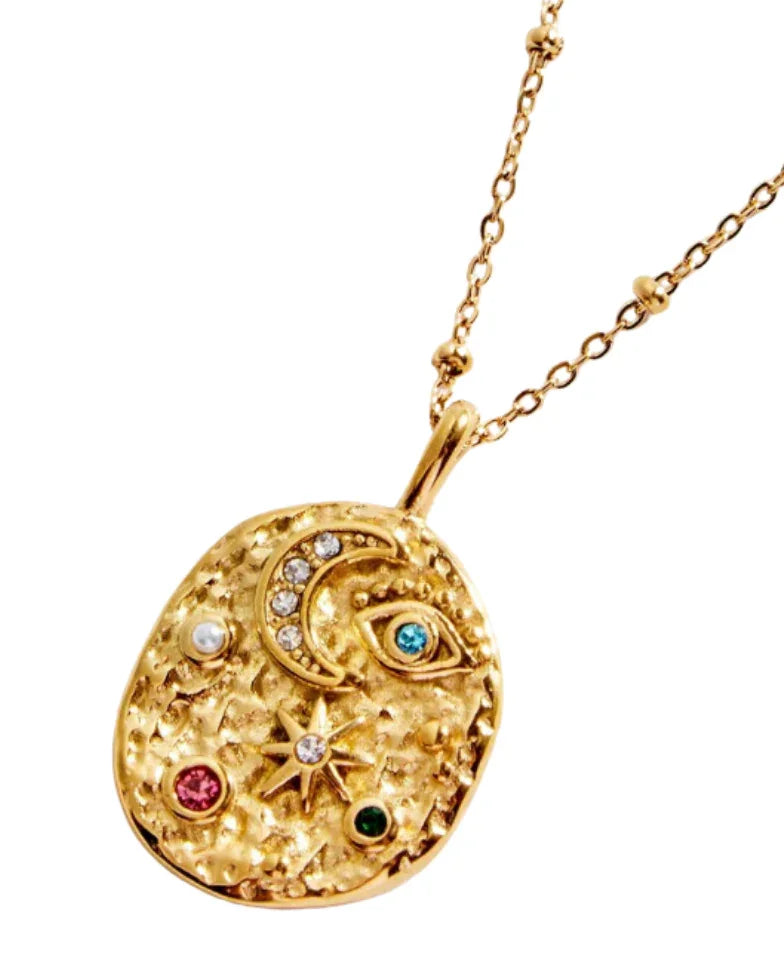 Star For Protection Cosmic Evil Eye Necklace with Moon and Stars for Protection and Guidan ...