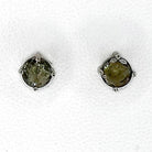 Moldavite Faceted Post Earrings in Sterling Silver