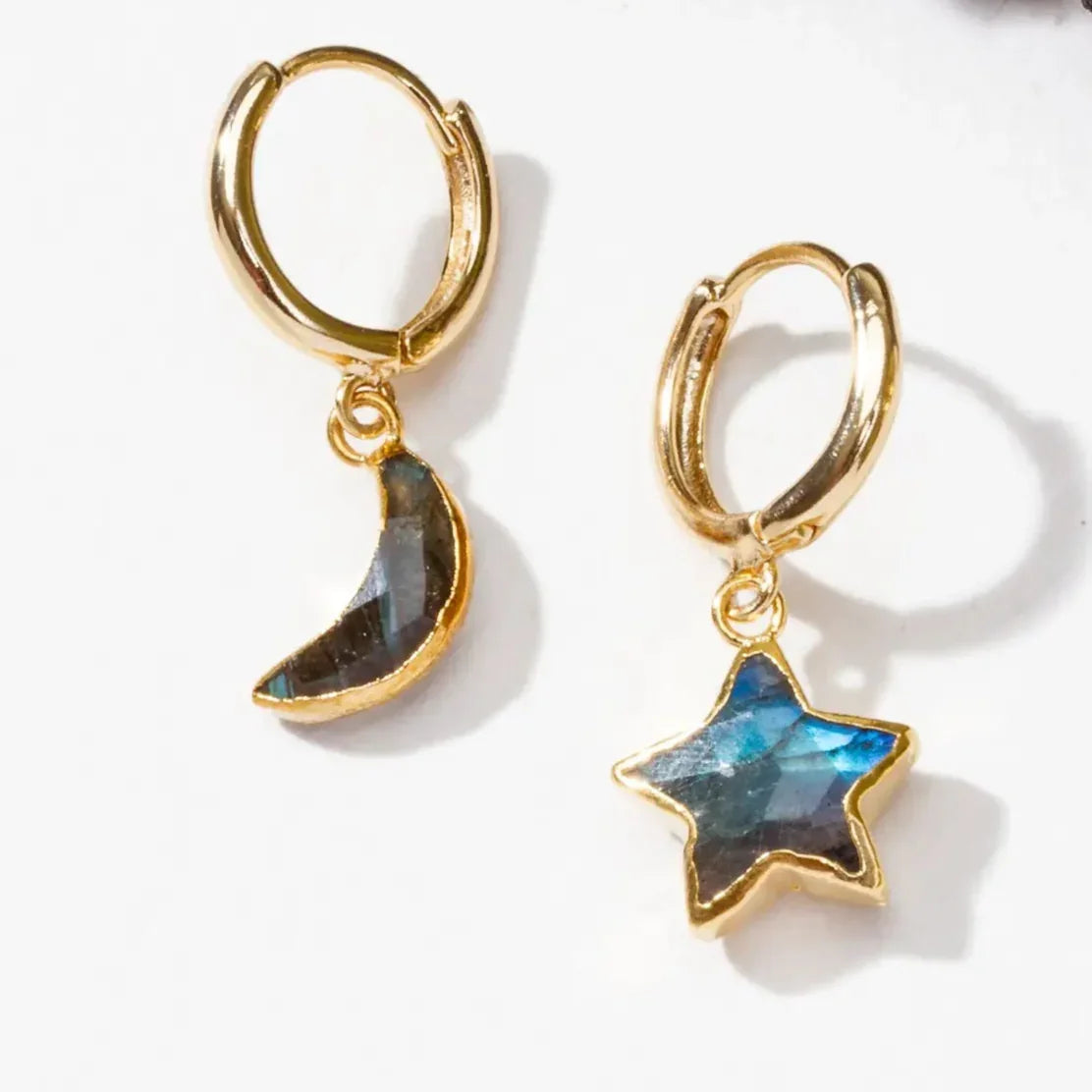 Labradorite Sky Gazing Mismatched Hoop Earrings
