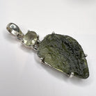 Moldavite Rough with Faceted Libyan Glass Pendant Sterling Silver Angle View