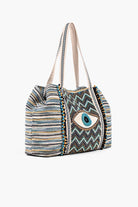 Hand Beaded Evil Eye Tote Bag Side View