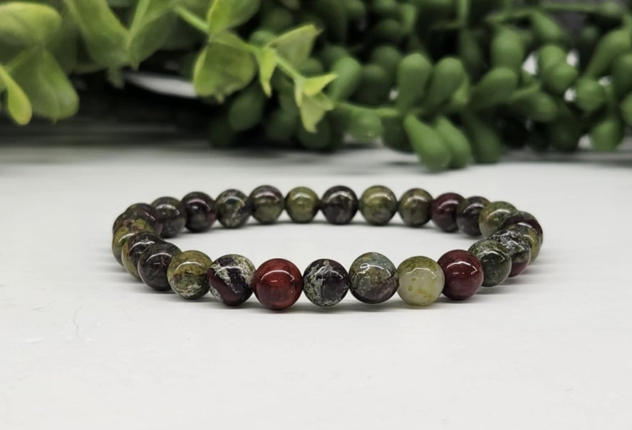 Dragon Bloodstone 6mm Smooth Bead Stretch Bracelet full view