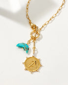 Sagittarius Front Toggle Zodiac Necklace with Turquoise Accent Charm