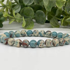 Jasper Snake Skin 8mm Smooth Bead Stretch Bracelet Full View