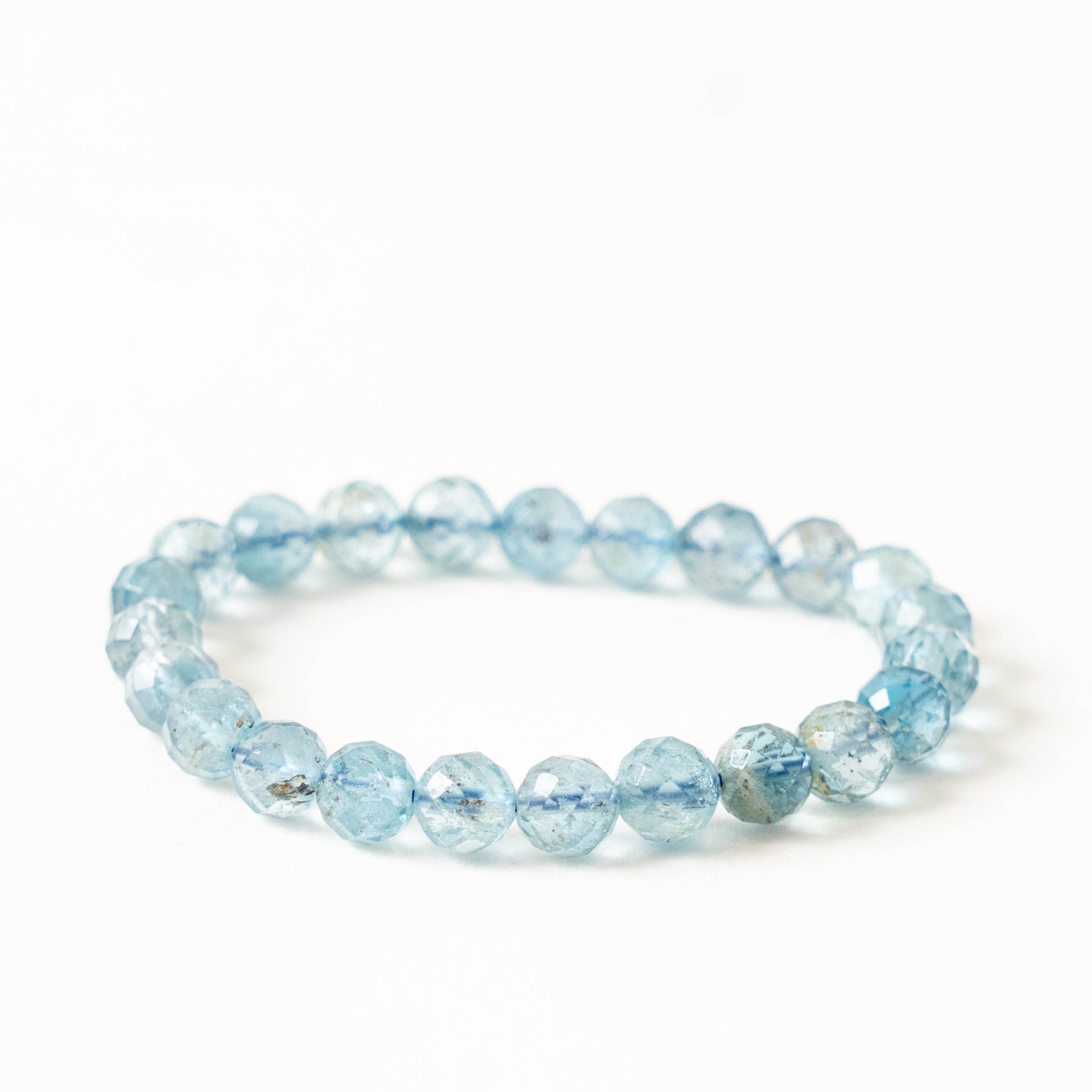 Aquamarine 8mm Faceted Bead Stretch Bracelet AAA
