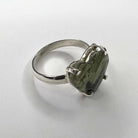 Moldavite Faceted Gemstone Ring side view