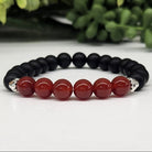 Carnelian and Obsidiaup Cn 8mm Smooth Bead Stretch Bracelet ose