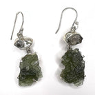 
Moldavite and Herkimer Diamond Earrings