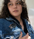 Girl wearing Sleeping Cat Colorful Beaded Brooch