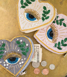 Evil Eye Heart Shaped Zippered Coin Purse with Change