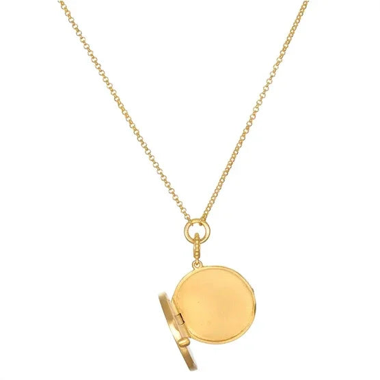 MOP Take Flight Butterfly Nature Locket Gold Necklace, 18KT Gold Plated Brass, 18" open