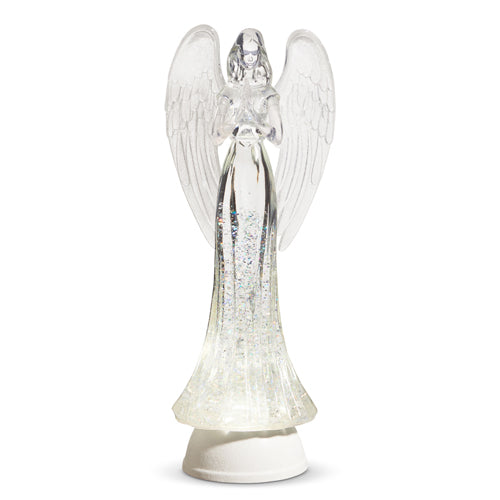 Tall Lighted Angel with Ethereal Swirling Glitter