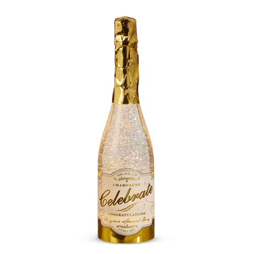 Lighted Champagne Bottle w/ Swirling Glitter, 12.5"