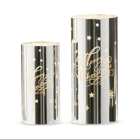 Silver & White Lighted Merry Christmas Lantern