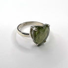 Moldavite Faceted Heart Ring side