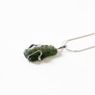 Modern Wire Wrapped Rough Moldavite Pendant Necklace Sterling Silver 2