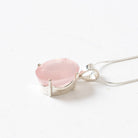 Rose Quartz Oval Faceted Necklace Side View