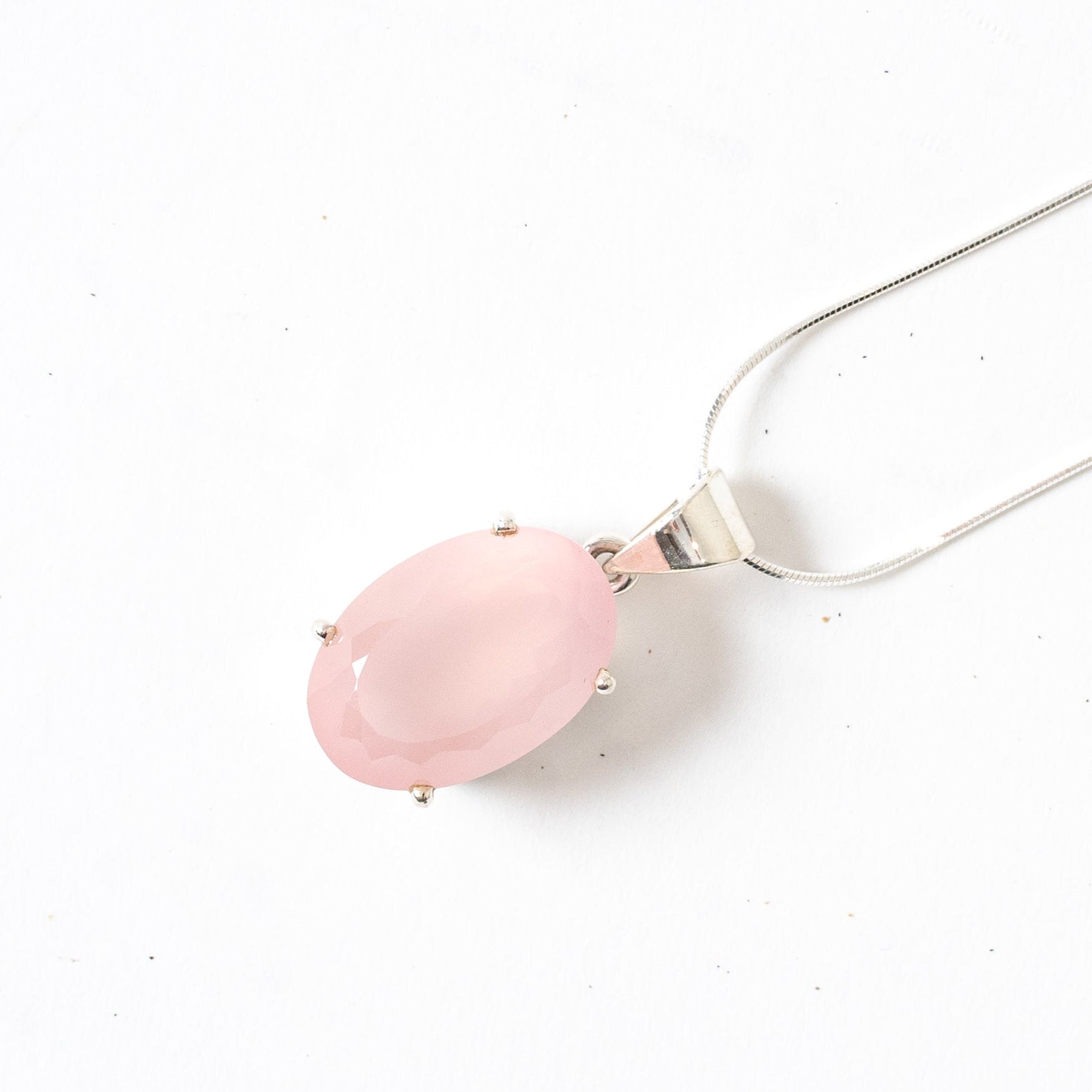 Rose Quartz Oval Faceted Necklace