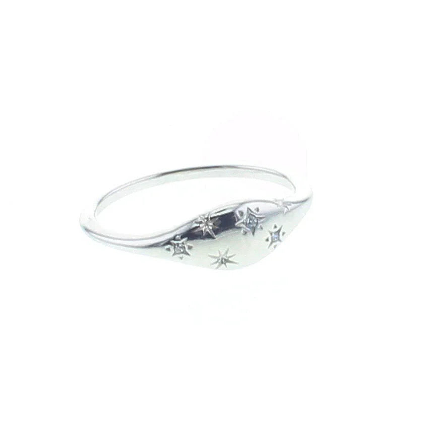 Starlight Sterling Silver Ring with CZ Stars