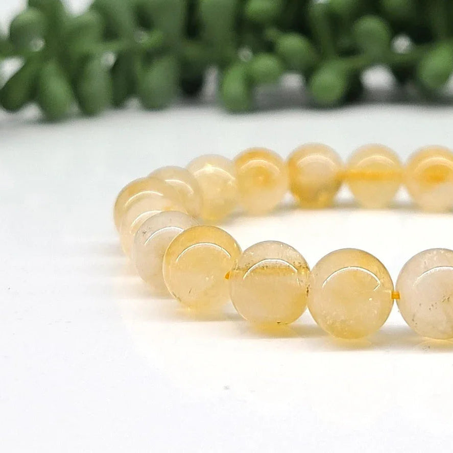 Citrine 8mm Smooth Bead Stretch Bracelet Closer View