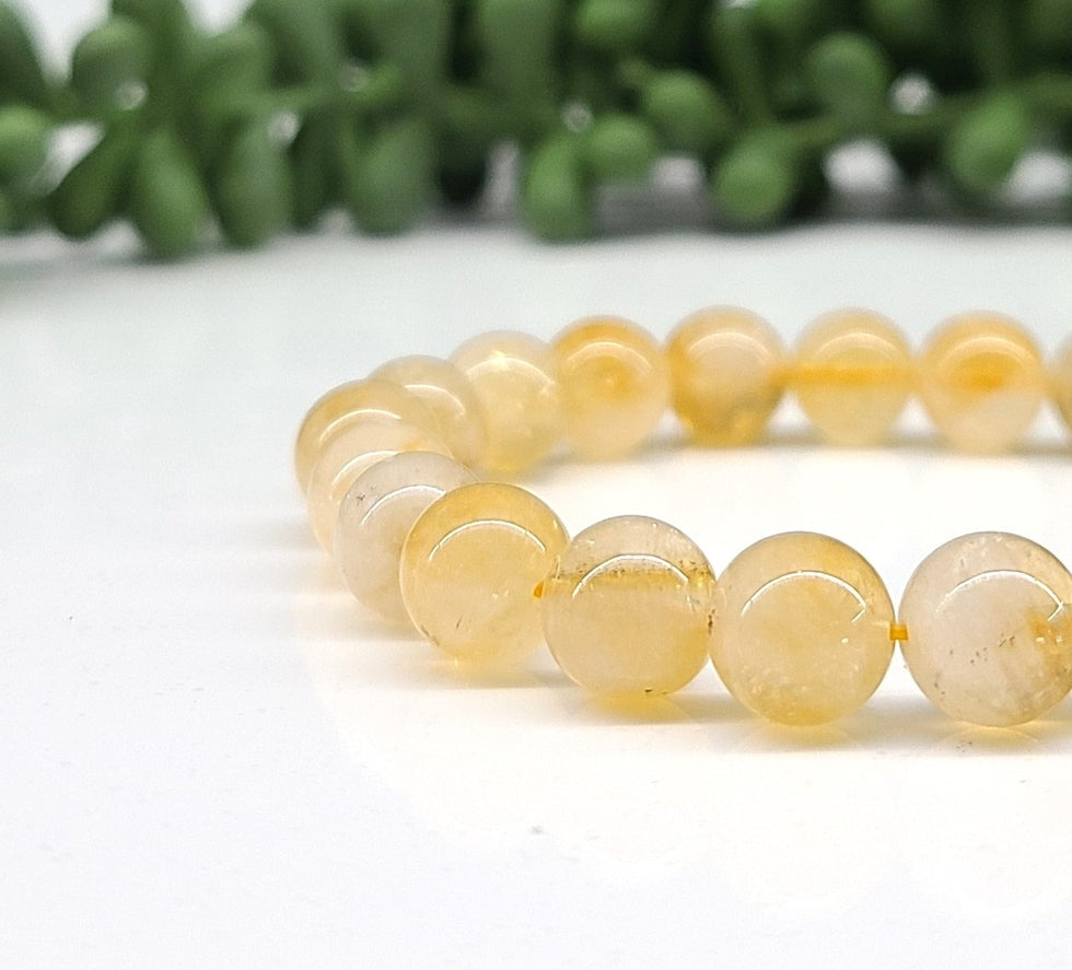 Citrine 8mm Smooth Bead Stretch Bracelet Closer View