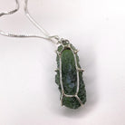 Moldavite Rough Necklace Sterling Silver Prong Setting rear view