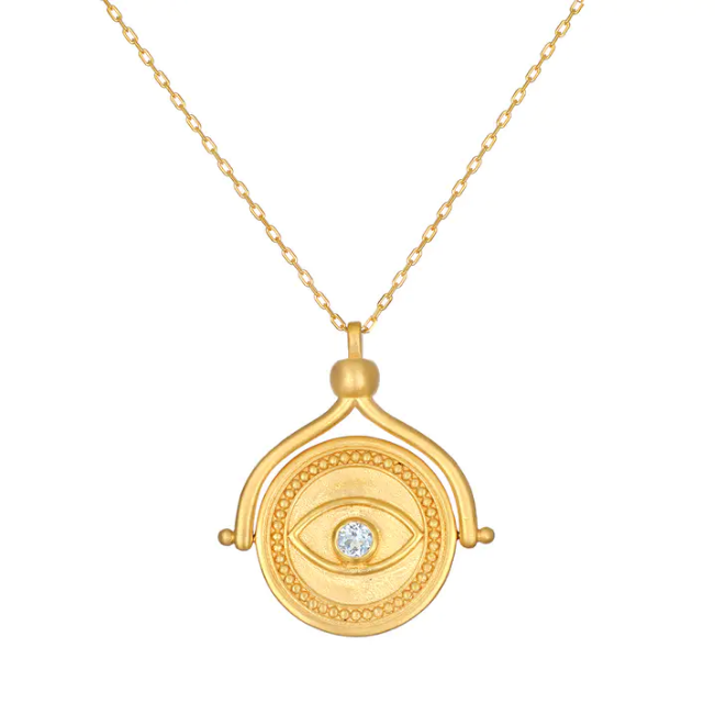 In Safekeeping Gold Hamsa & Eye Spinning Necklace