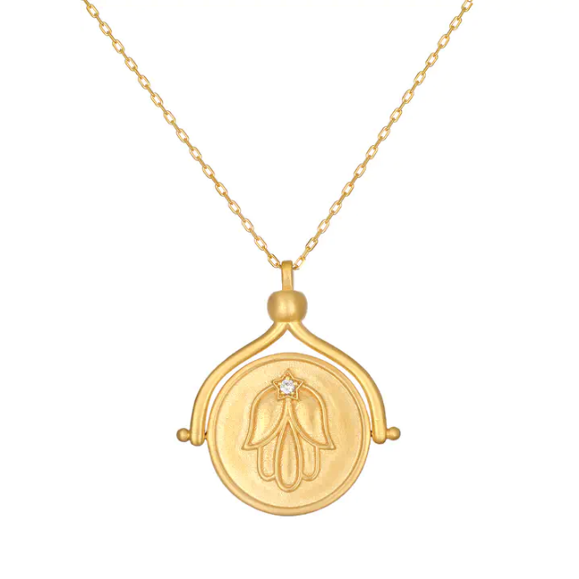 In Safekeeping Gold Hamsa & Eye Spinning Necklace