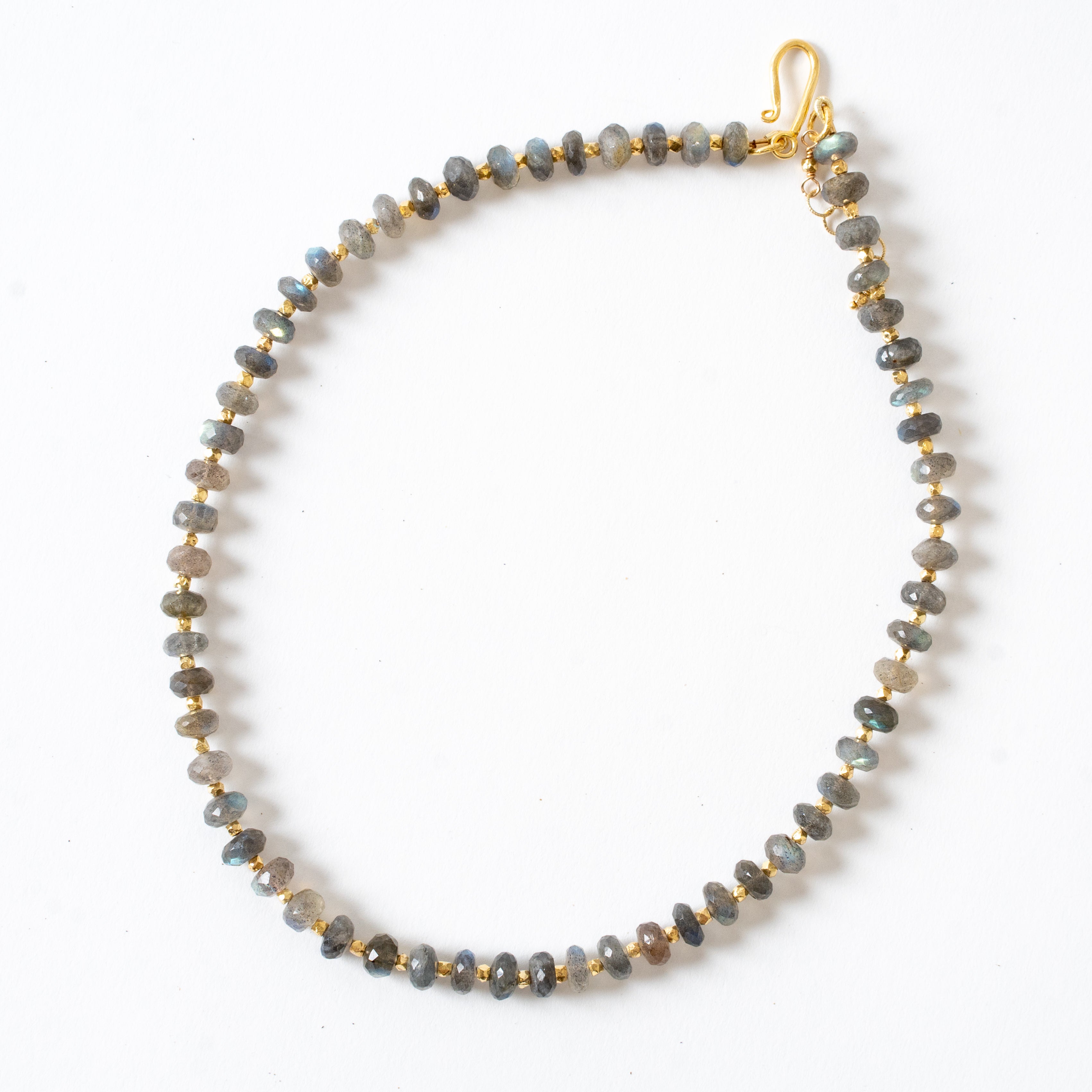 Labradorite Necklace 16" on 14K Gold Vermeil Chain with 1" Extender