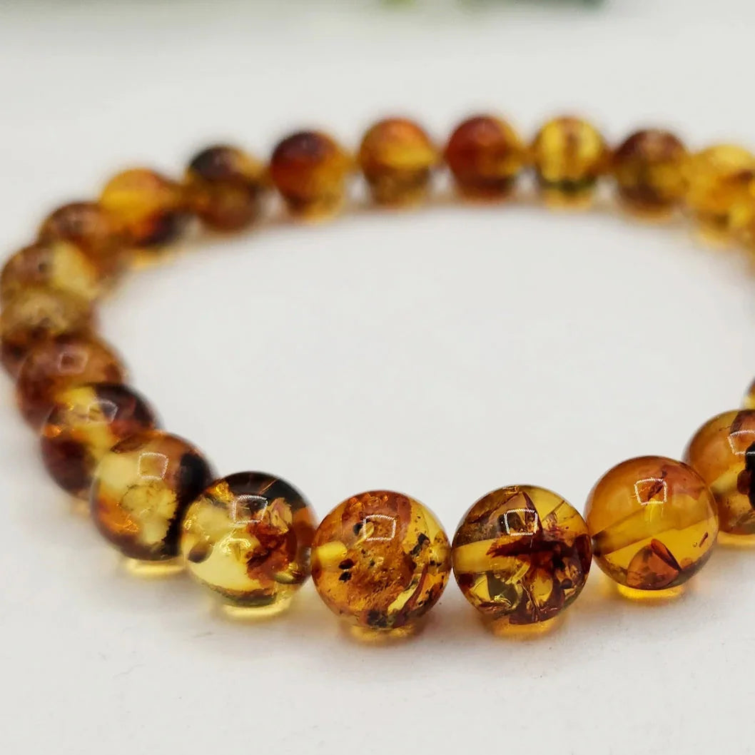 Amber 8mm Smooth Bead Stretch Bracelet