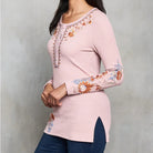 Mauve Thermal Henley on Model Side View