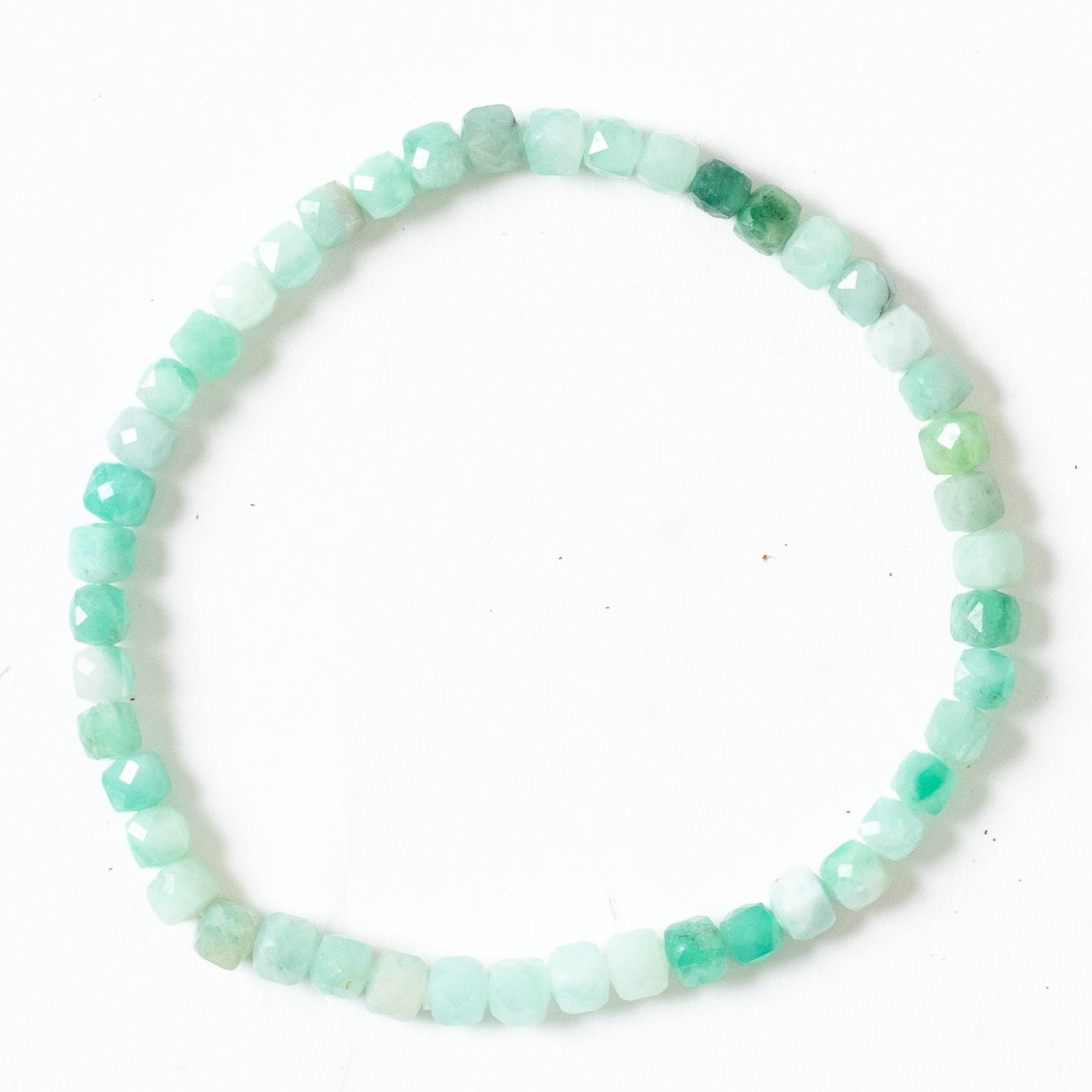 Emerald Faceted Cube Stretch Bracelet