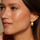 Topaz White Star Hoop Earrings, 18KT Gold Plated Brass on Model