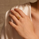 Moonstone Cradled in Light Ring on Model