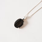 Natural Black Tourmaline Necklace with  Sterling Silver Italian Chain
