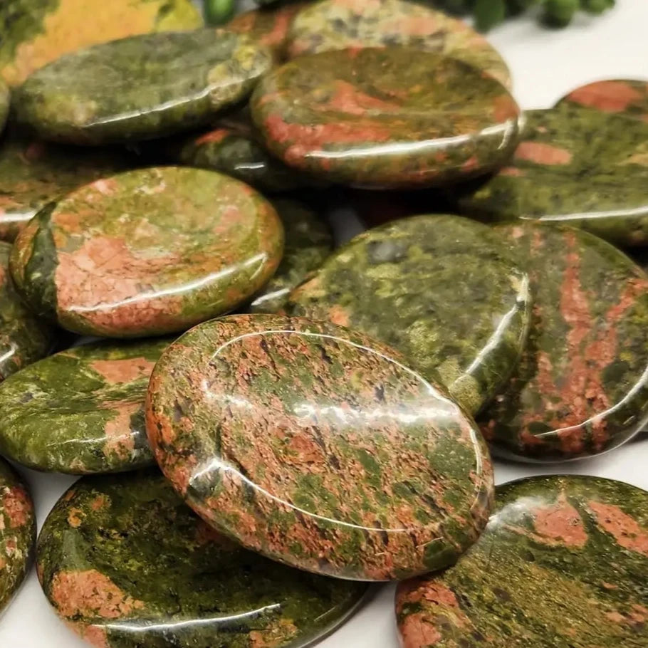 Unakite Worry Stone Close Up