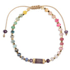 Multicolored beaded bracelet on a white background