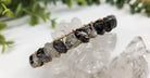 Quartz Rutilated Bangle Bracelet 18KT White Gold Overlay Close Up