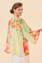 Watercolor Orchids Kimono Jacket back