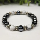 Calmness & Grounding Howlite & Hematite Smooth Bead Stretch Bracelet