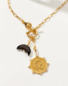 Leo Front Toggle Zodiac Necklace with Onyx Charm