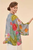 Tropical Flora & Fauna in Lavender Kimono Jacket Back Side