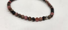 Rhodonite Smooth Bead Stretch Bracelet 4MM Close Up