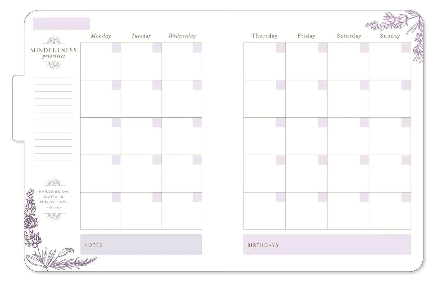 Mindfulness 12-Month Undated Planner Inside