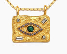 Evil Eye Protection Medallion Talisman 14K Gold Crystal Necklace