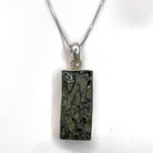 Moldavite Rectangle Necklace with Sterling Silver