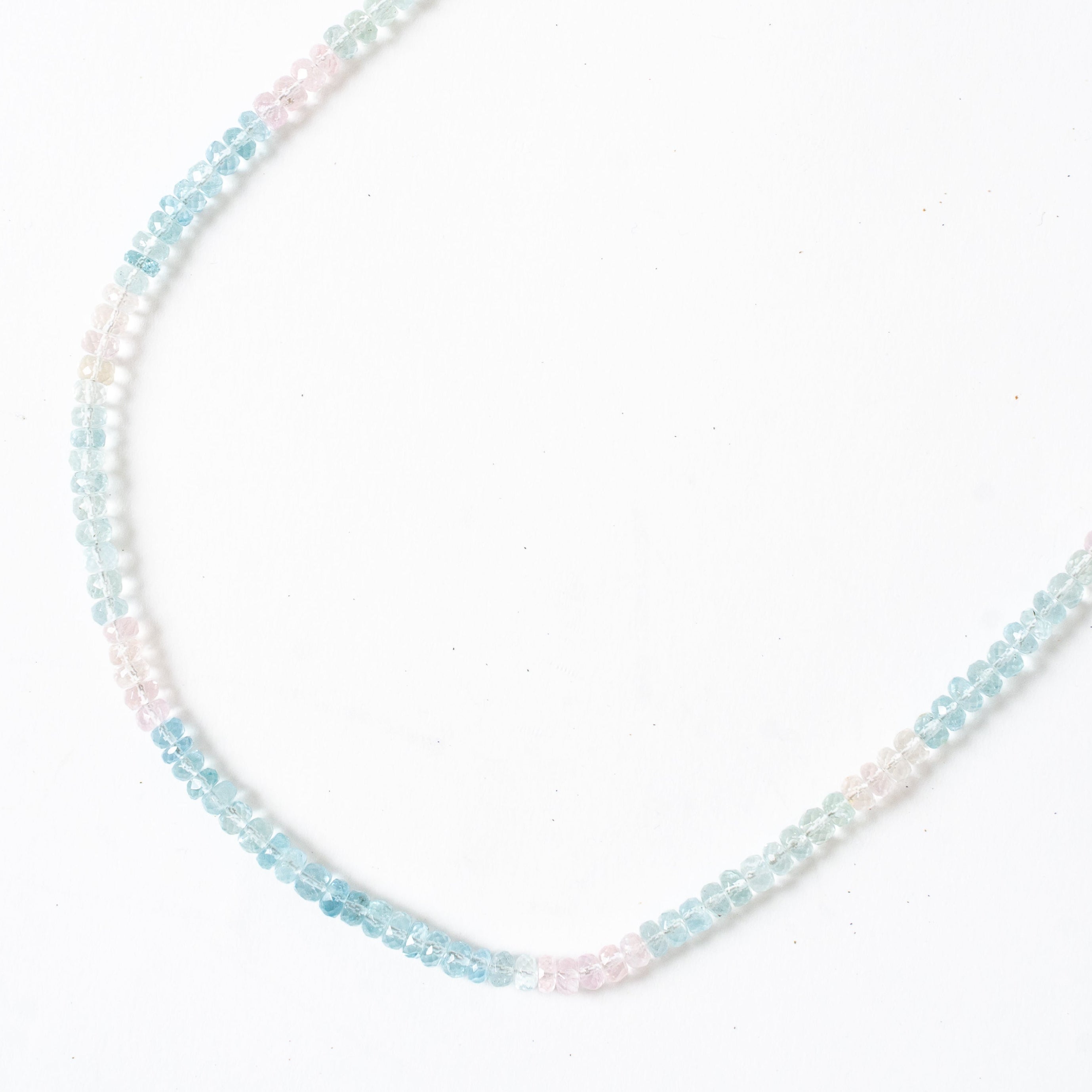 Beryl Necklace Aquamarine, Morganite Faceted Rondel Gemstones