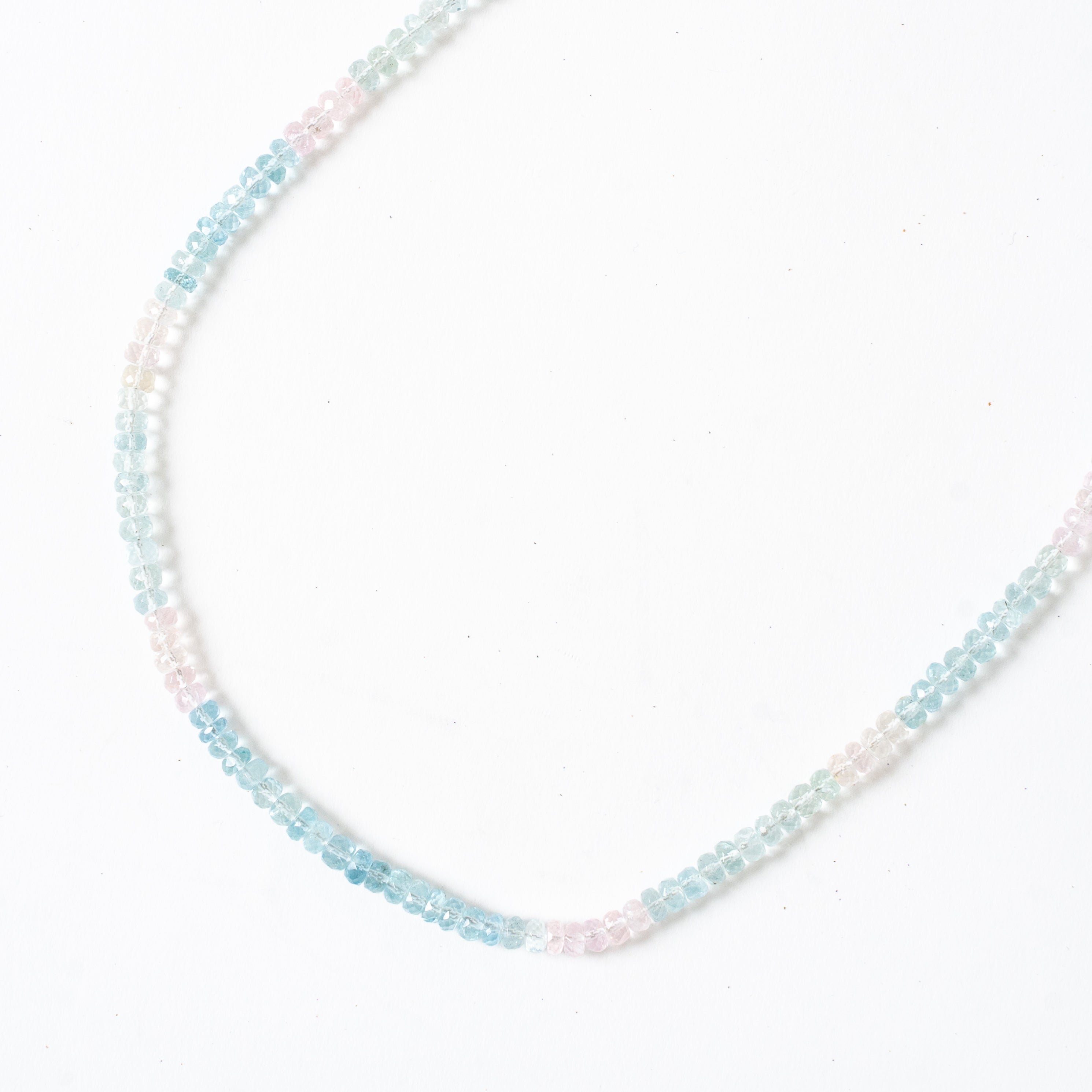 Beryl Necklace Aquamarine, Morganite and Goshenite Faceted Rondel Gemstones