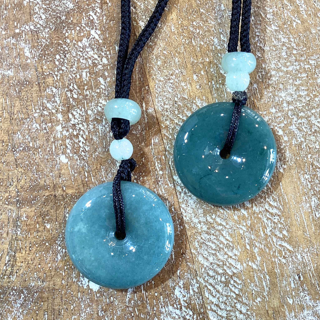 Jade Disc Small Pendant on Cord Necklace