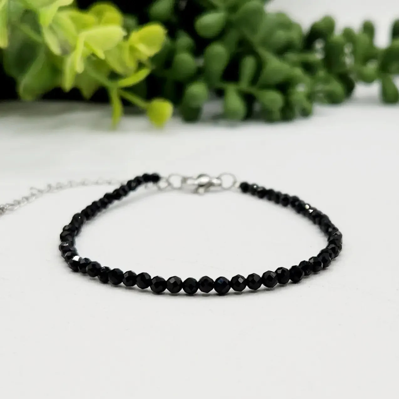 Black Spinel 3mm Faceted Bracelet for Strength, Protection, and Confidence